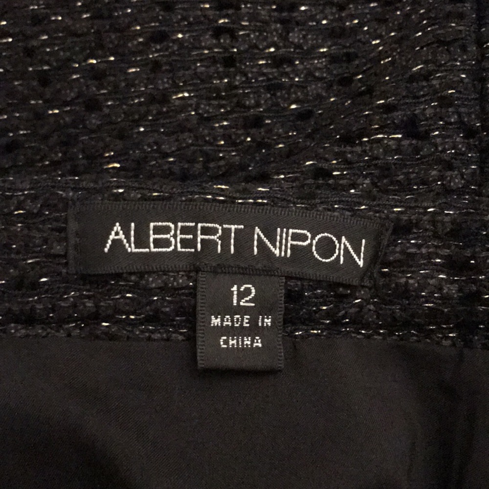 Albert Nipon Black And Gold Tweed Skirt - image 4